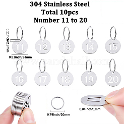 10 Anhänger aus Edelstahl 304 mit Kaychain-Verschluss&nbsp;STAS-SC0021-27B