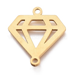 304ステンレススチールリンクコネクター  レーザー切断  ダイヤモンドの形  ゴールドカラー  18x20x1mm  穴：1.5mm&nbsp;STAS-O128-24G