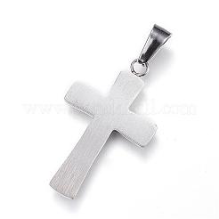 変色しにくい304ステンレススチールペンダント  クロス  ステンレス鋼色  30x18x2mm  穴：7x3.5mm&nbsp;STAS-H329-33P