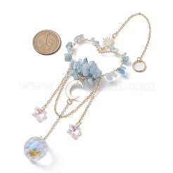 Бусины из натурального аквамарина с латунными подвесками и украшениями HJEW-JM01815-01