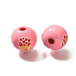 Perles en bois imprimées avec éléments de la Saint-Valentin&nbsp;WOOD-R002-01-21