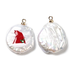 Pendentifs en perles keshi naturelles de style baroque avec émail&nbsp;PEAR-G013-02C