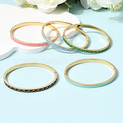 Браслеты из нержавеющей стали 304 с эмалью&nbsp;BJEW-D408-36G