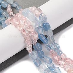 天然アクアマリンとローズクォーツのビーズ連売り  ナゲット  タンブルストーン  5~14x4~10x4~8mm  穴：0.8~1mm  約45~59個/連  15.75~16.34インチ（40~41.5cm）&nbsp;G-L610-B04-A01
