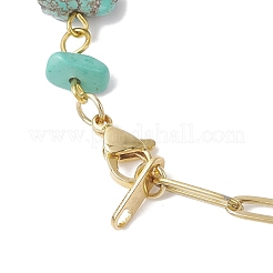 Collares de cadena con clip de acero inoxidable 304 y cuentas de turquesa sintética hechas a mano&nbsp;NJEW-JN05499-02