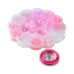 Наборы для изготовления браслетов из акрила и АБС-пластика с круглыми цветами и сердечками своими руками DIY-FS0006-48