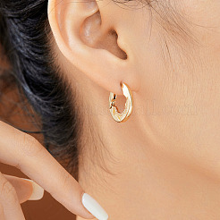 Серьги-кольца из латуни с прозрачным кубическим цирконием в форме звезды KD9843-2