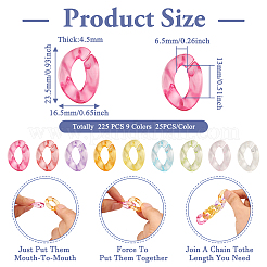225 шт. 9-х цветные прозрачные акриловые соединительные кольца MACR-TA0001-30