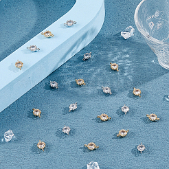 24 шт. 2-цветные звенья из латуни с микропаве из кубического циркония&nbsp;ZIRC-FH0001-49