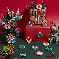 30 шт. Рождественский венок из полиэстера и сизаля двух цветов&nbsp;HJEW-WR0001-22B