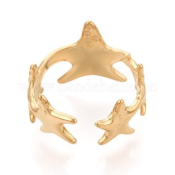 Ионное покрытие (ip) 304 нержавеющая сталь манжеты кольца для женщин&nbsp;RJEW-N052-09G