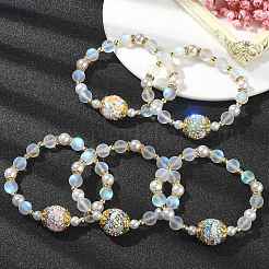 Эластичный браслет из синтетического лунного камня BJEW-JB09504