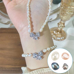 60 шт. 4 вида бусин из натурального культивированного пресноводного жемчуга PEAR-WR0001-05