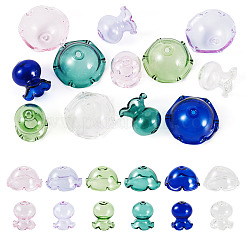 6 комплект двухцветных прозрачных стеклянных колпачков для бусин&nbsp;GLAA-BY0001-06