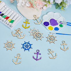 40 шт. 2 стиля морских деревянных больших подвесок&nbsp;WOOD-ME0001-08