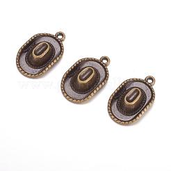 チベットスタイル合金帽子のペンダント  カドミウムフリー＆ニッケルフリー＆鉛フリー  アンティークブロンズ  22x13x5mm  穴：2mm&nbsp;TIBEP-1023-AB-FF