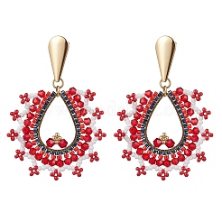 Стеклянные бусины в форме капли серьги-гвоздики EJEW-MZ00304-02