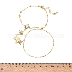 Braccialetti estivi da donna in acciaio inossidabile 304 con maglie a stella e strass di cristallo.&nbsp;SA-CBAAE04-03G