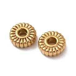 304ステンレススチールスペーサービーズ  イオンプレーティング（ip）  花  18KGP本金メッキ  6x2mm  穴：1.5mm&nbsp;STAS-L318-03G-02
