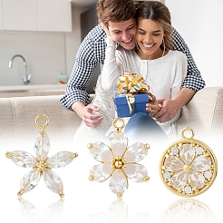 6шт 3 стиля латунные микропаве прозрачные кубические подвески из циркония&nbsp;ZIRC-BBC0003-44