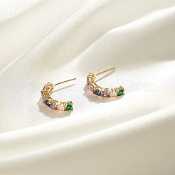 925 стерлинговый серебристый микропроволочный кубический серьги из циркония EJEW-K284-02G