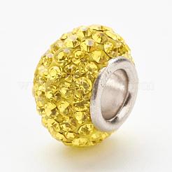 オーストリアクリスタルヨーロピアンビーズ  大穴ビーズ  スターリングシルバーコア925個  ロンデル  249 _citrine  11~12x7.5mm  穴：4.5mm&nbsp;STER-E049-E27