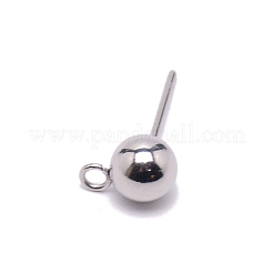304ステンレススチールボールスタッドピアスポスト  ピアスパーツ  カン付き  ステンレス鋼色  17x8.8x6mm  穴：1.6mm  ピン：0.8mm&nbsp;FIND-SZC0006-01A-P