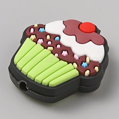 塩ビプラスチックビーズ  食品のテーマ  カップケーキ  28x25.5x8.7mm  穴：2.7mm&nbsp;LS-SIL-SZC0005-10K