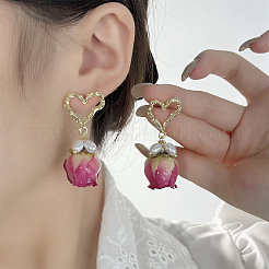 Серьги-гвоздики с подвесками из латунной ракушки в форме сердца FS-WGDBC6E-01