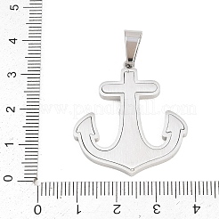 304ステンレスペンダント  チャームアンカー  ブラシ仕上げ  ステンレス鋼色  32x29.5x2.5mm  穴：9x5mm&nbsp;STAS-B137-01P