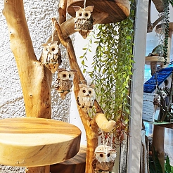 Décorations de pendentif de hibou en bois faites à la main&nbsp;HULI-PW0002-073