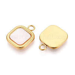 Подвески квадратные из нержавеющей стали 304 с натуральным ракушечным паве&nbsp;STAS-N112-10G