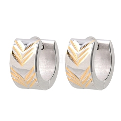 Boucles d'oreilles créoles rayées bicolores en acier inoxydable 304&nbsp;EJEW-L307-04GP-02