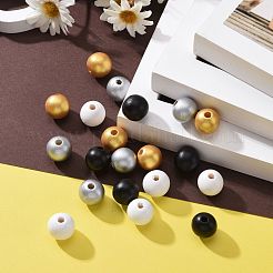 160 pcs 4 couleurs de perles en bois naturel peintes&nbsp;WOOD-LS0001-01Q