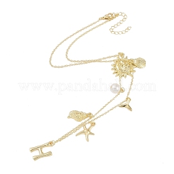 Boho Sommer Strand Stil 18K vergoldet Muschelform Initial Anhänger Halsketten&nbsp;IL8059-8