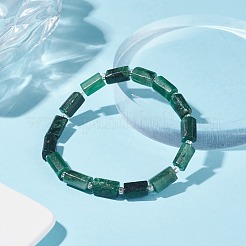 Bracciale elasticizzato con perline a colonna di smeraldi naturali&nbsp;BJEW-JB07902