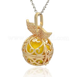 Золотой тон латунь полые круглые подвески KK-J237-06G