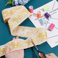 4.7~5 ярд полиэстеровая жаккардовая широкая лента в этническом стиле с узором «слон/крест/ромб» OCOR-PH0004-33