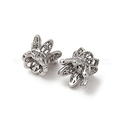 真鍮製ビーズキャップ  花  プラチナ  8x6mm  穴：3mm&nbsp;ZIRC-L105-14P