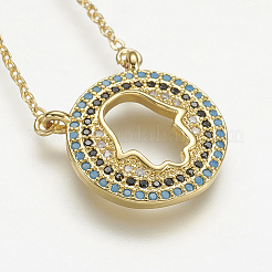 Colliers en laiton avec pendentif avec zircone cubique de micro pave&nbsp;NJEW-J051-25G
