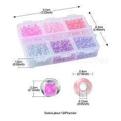 45г 6 цвета прозрачный стеклянный круглый бисер SEED-FS0001-32