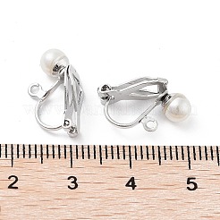 Ohrclips aus Edelstahl 304 mit Kunstperlen und Kunststoffperlen&nbsp;LS-STAS-H216-03A-P