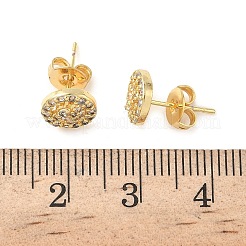 Круглые серьги-гвоздики из латуни с микропаве из прозрачных кубических цирконий EJEW-Z144-14G