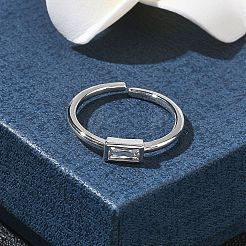 Прямоугольные латунные манжеты со стеклом для женщин RJEW-Z111-05P-07