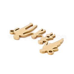 304ステンレススチールファミリーコネクタチャーム  男性と女性と子供  ゴールドカラー  14.5x25x1mm  穴：1.4mm&nbsp;STAS-G270-01C-G