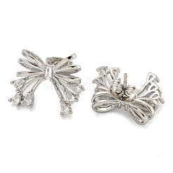 Серьги-гвоздики из латуни с бантом и микропаве из кубического циркония для женщин EJEW-P275-05P