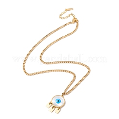 Collar con colgante de concha plana y redonda con baño de iones (IP) y cadena de eslabones de acero inoxidable 304 para mujer.&nbsp;NJEW-P262-03G