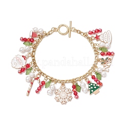 Браслеты с подвесками из эмали из сплава с рождественской тематикой BJEW-TA00651