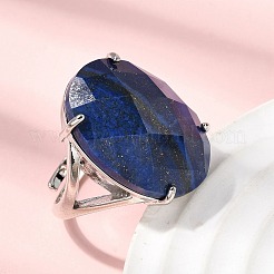 宝石の指輪  真鍮製リング  多面的な卵  ラックめっき  19mm&nbsp;RJEW-C154-01