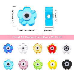 200 шт. 10-цветные нити бусин лэмпворк ручной работы&nbsp;LAMP-NB0001-56